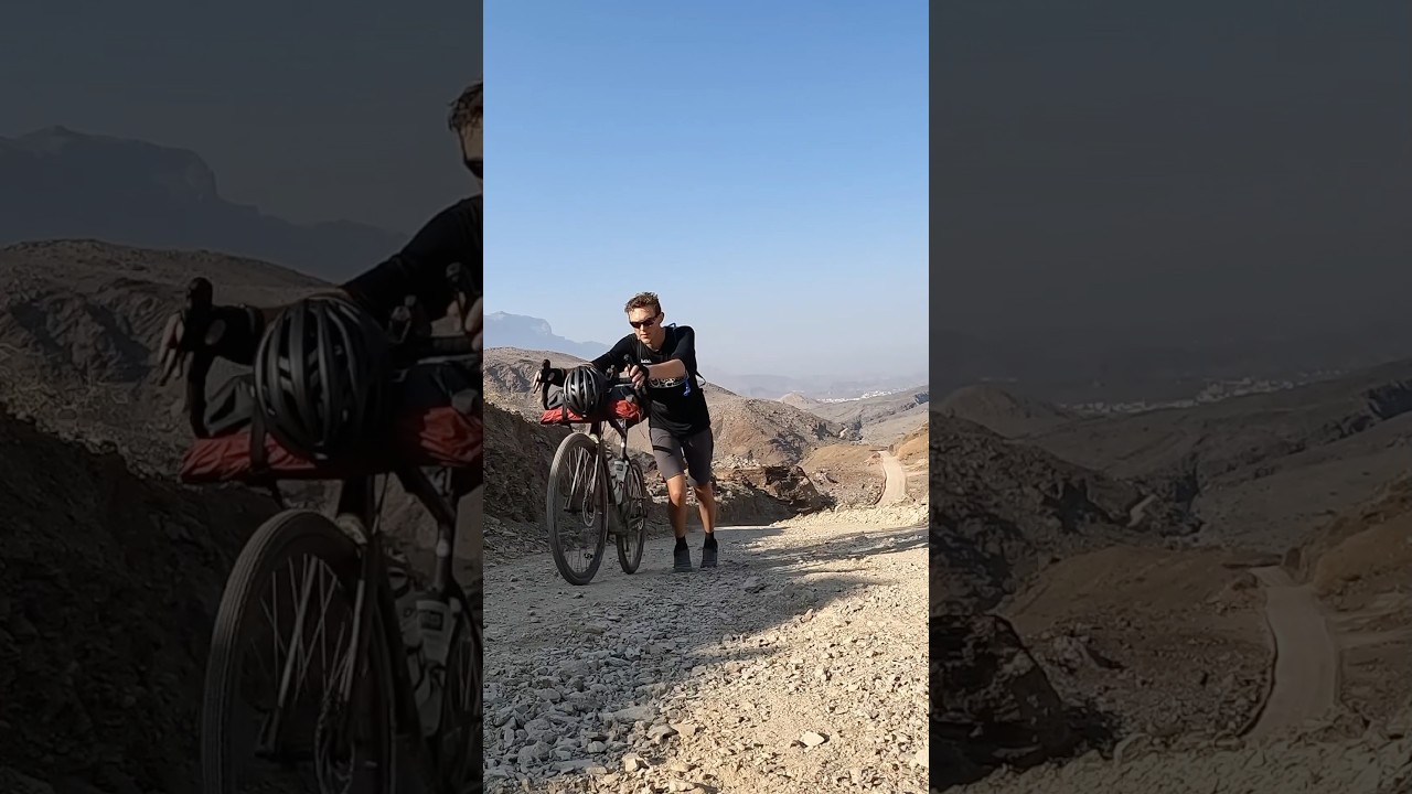 Video: Reaching the true mountains where the trees stop #oman #cycling #adventure
